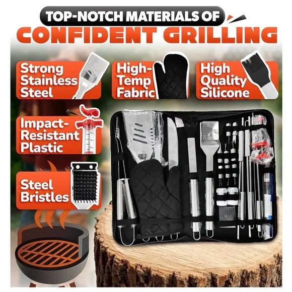 Stainless Steel BBQ Grill Tool Set with Black Case - Picture 3 of 3